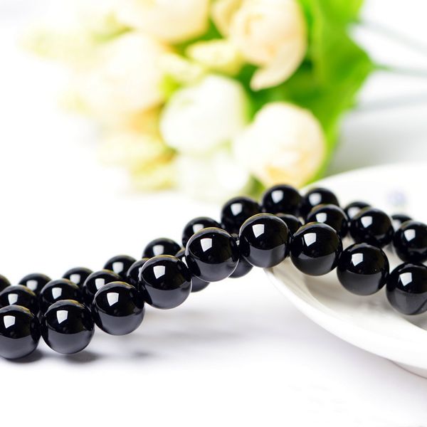 Natural Negro Ágata Solta Grânulos Semi-acabados Redondo DIY Pulseira Jóias Manual de Jóias DegagemSing Beading Acessórios Presente Atacado