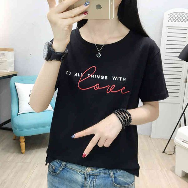

women's t-shirt plus size tshirt womens clothing print letter women t casual summer woman short sleeve tee femme b80w, White