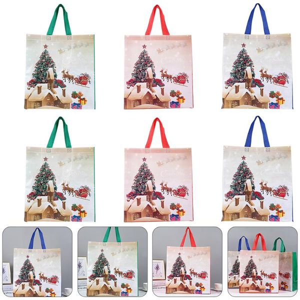 

gift wrap 12pcs reusable goodie bags holiday favors non-woven bag christmas tote
