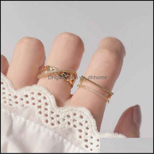

cluster jewelrycluster rings arrival 14k gold plated adjustable crystal for women simple style cubic zircon geometric set drop delivery 2021, Golden;silver