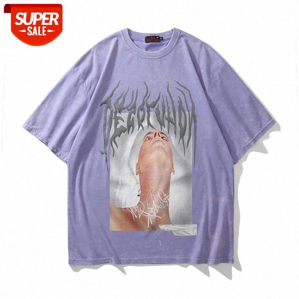 

spoof character printed short-sleeved t-shirt men's ins european and american round neck half-sleeved street flow pullover #se1b, White;black