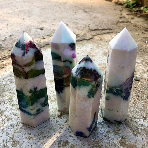 

decorative objects & figurines natural stone crystal point healing obelisk zebra quartz rod beautiful home decoration energy ornaments
