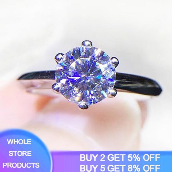 

cluster rings with certificate 2 moissanite engagement for women original 925 sterling silver 18k white gold wedding jewelry, Golden;silver