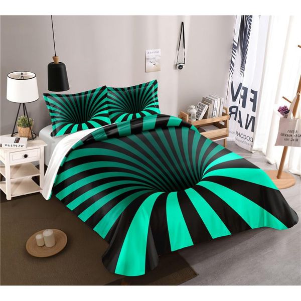 

bedding sets set visual illusion 2/3 piece microfiber polyester comforter duvet quilt cover and pillowcases with zipper closure