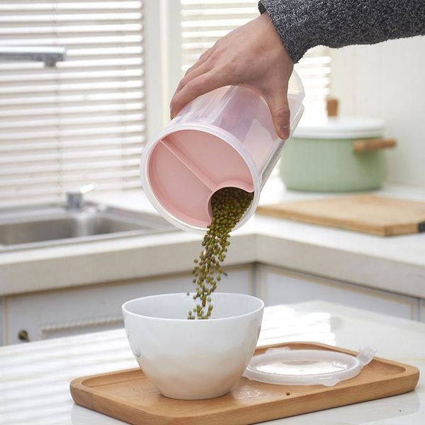 

storage bottles & jars creative plastic sealed grid grain boxes and multi-function home kitchen round button supplies