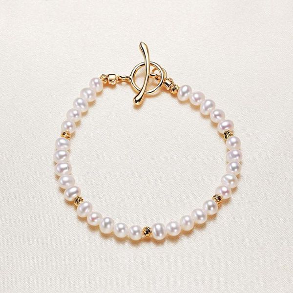 Bangle Freshwater Pearl Pearl Boca Pulseira Meninas Simples Pequeno Fresco Artesanato Mão Jóias Atacado