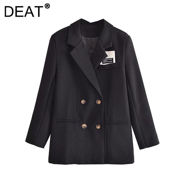 

women's suits & blazers [deat] 2021 autumn fashion tide coat long sleeve solid color double breasted turn-down collar loose blazer wome, White;black
