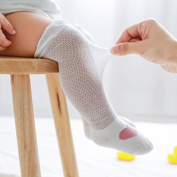

summer baby thin mesh long socks newborn girls cotton knee high socks infants mosquito proof for socks, Pink;yellow