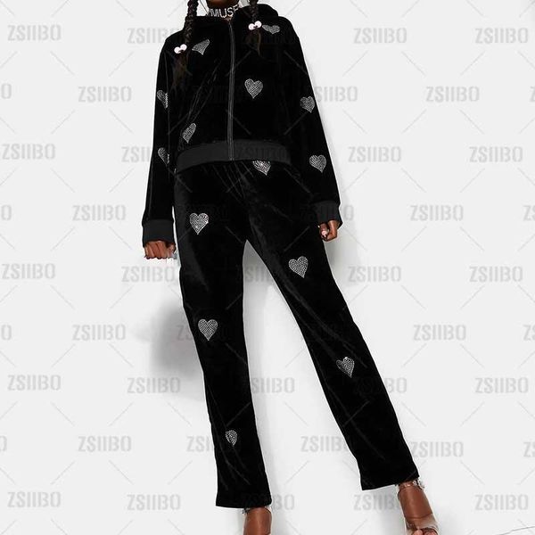 

women's hoodies & sweatshirts black y2k autumn hoody women heart pattern rhinestone zip up korean sweatshirt jacket long sleeve hooded