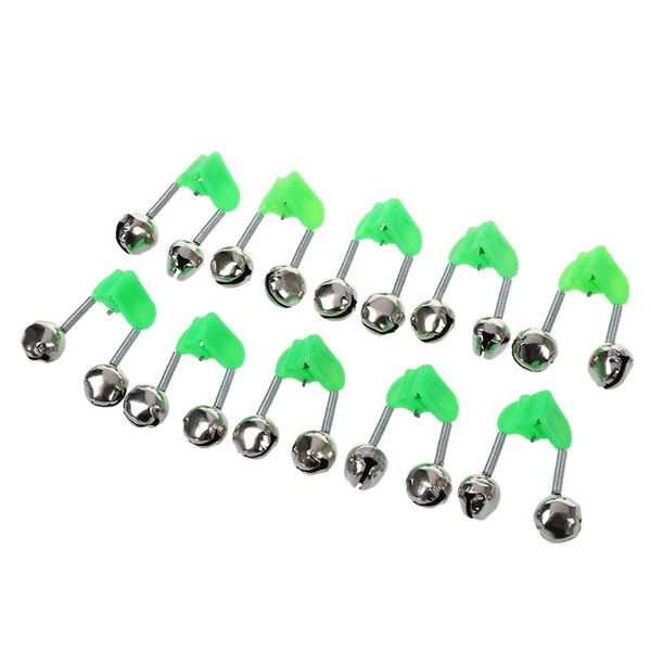 

pcs green spring loaded clip double fishing rod alarm bells silver tone fish finder