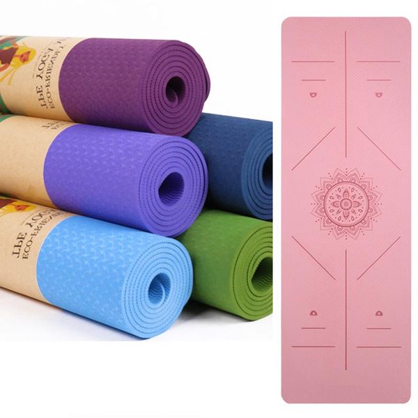 

yoga mat 1830*590*6mm tpe mats position line non slip beginner environmental fitness gymnastics exercise