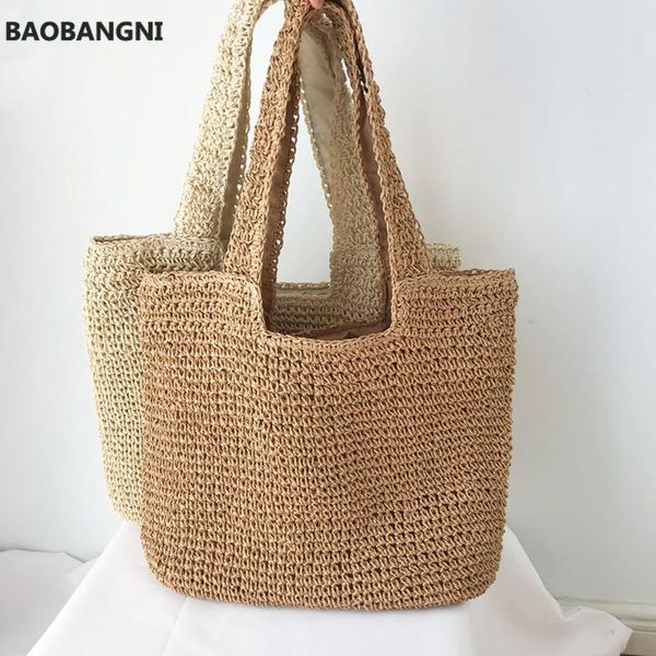 

evening bags casual straw women shoulder rattan handbags wicker woven summer beach bag lady large capacity tote female bali purses