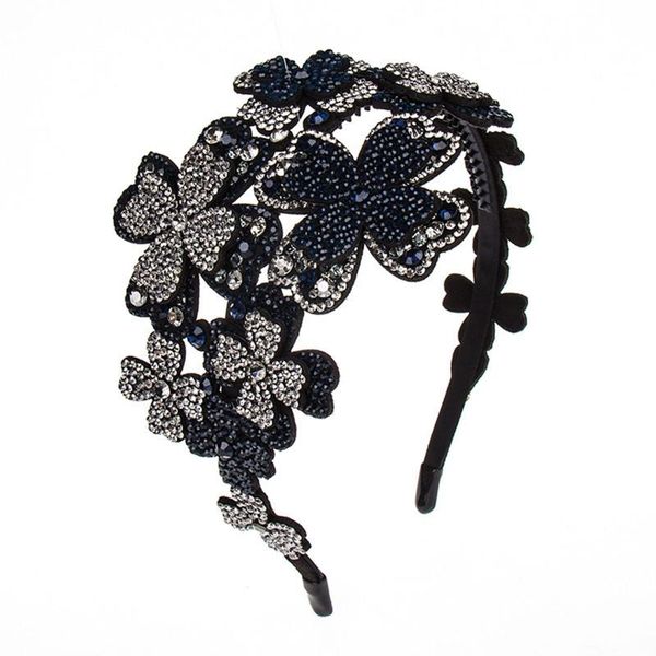 

hair clips fashion crystal flower headband anti slip sponge padded fine tooth girls women rhinestone hairbands hairhoop