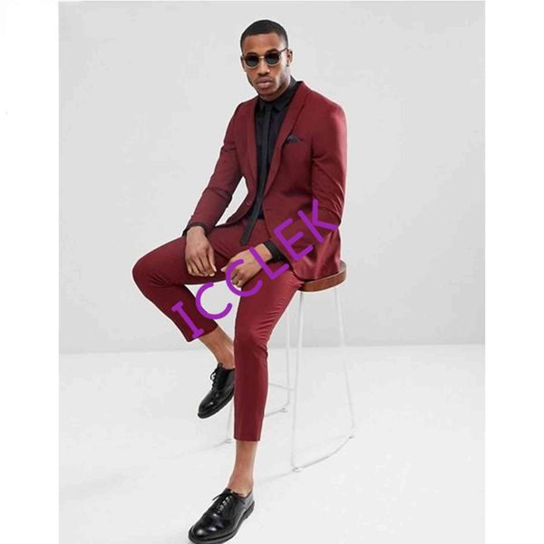 

men's suits & blazers bonito borgonha um botÃ£o ternos dos homens ajuste fino padrinhos casamento smoking para blazers peaked lapela pro, White;black