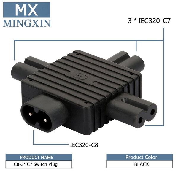 

smart power plugs iec320 c7 to c8, adapter iec 320 c8 3x division led