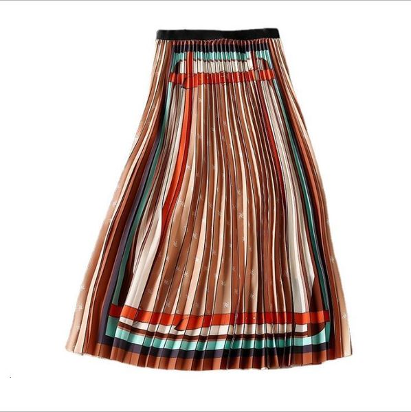 

european and american women's clothing spring 2021 printed pleated skirt in contrasting colors 82hq, Black