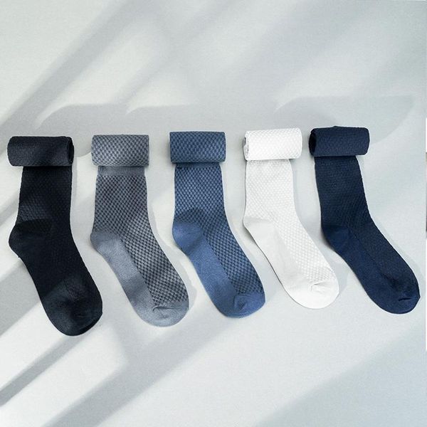 

men's socks 5 pairs/lot men bamboo fiber breathable compression crew business casual male arrival ankle, Black
