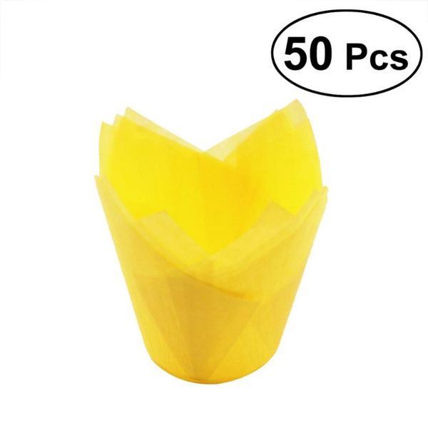 

other festive & party supplies 50 pcs cupcake wrappers liners tulip shape muffin cases cake cup favors (yellow)