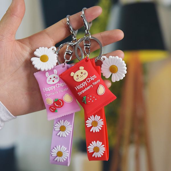 

pvc soft glue little daisy key chain new net red ins gift candy pendanta1, Silver