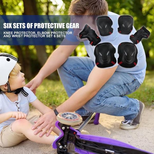 

in 1 children knee/elbow/wrist protective pads for skateboard skate elbow & knee, Black;gray