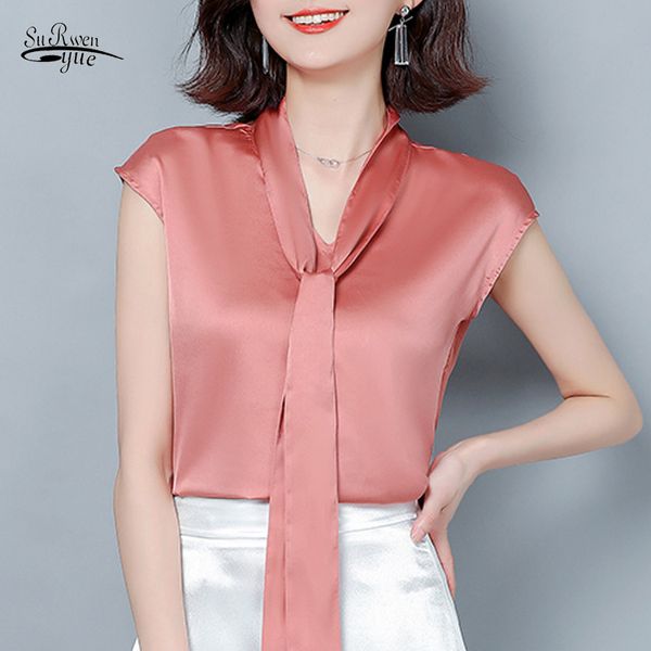 Abbigliamento moda coreana Blusas Mujer De Moda Solid Plus Size Seta Donna Top Estate Office Lady Clothes 9231 50 210521