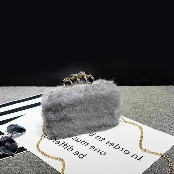 

messenger winter bag fashion rabbit 2021 american european hand-held one-shoulder simple and ladies new small fur ruwjp