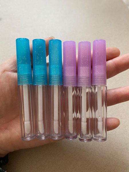 

storage bottles & jars 50/100/200/pcs 1.3ml clear empty lip gloss tube blue/purple lid plastic liquid lipstick containers transparent concea