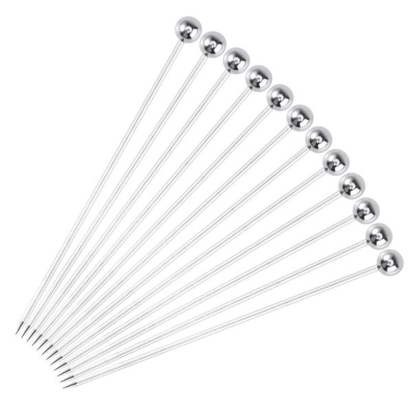

forks 24pcs stainless steel fruit picks cocktail decorative sticks party supplies favors for banquet bar (silver)
