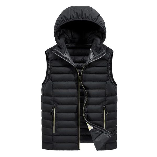 

men's vests men cotton-padded waistcoat autumn winter fashion zipper hoodie vest jacket hoodies warm coat male female, Black;white