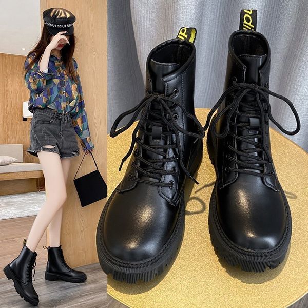 

eight hole martin boots women's british style in autumn and winter 2021, Black