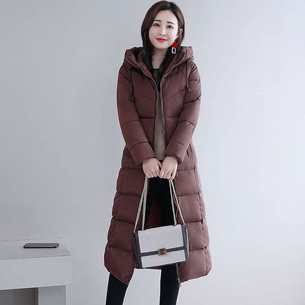 

plus size 4xl 5xl 6xl winter jackets of women in hooded cotton collar quilted women's warm coat thicken parkas long d242, Black