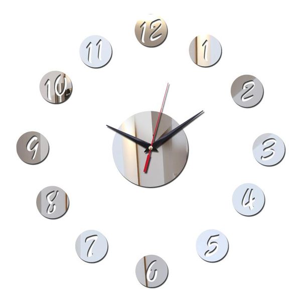 

wall clocks digital decor living room stickers modern style mirror acrylic diy needle quartz clock