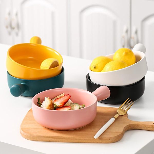 

bowls salad bowl soup kitchen accessories with handle lovely heat resistant solid color microwave oven special baking dish