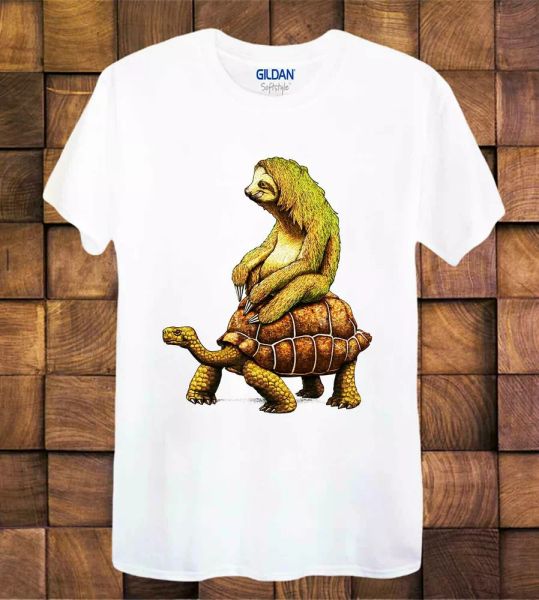 

sloth tortoise t shirt speed science ladies/men's tee 893, White;black