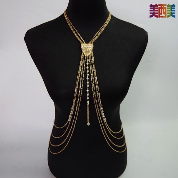 

body chain bikini tassel body chain necklace, Silver