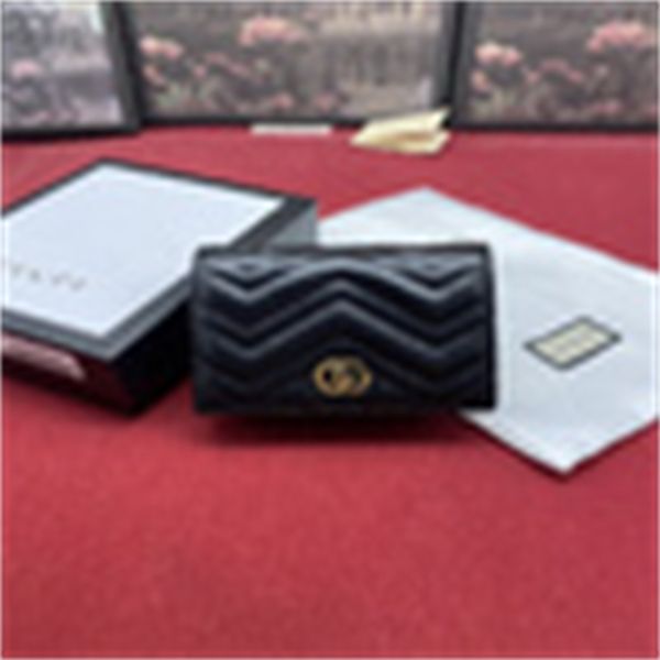 

cases brand designer key luxury 466492 phone card holder card real leather pouches compact long holders wallets chain purse wallet clutches, Red;black