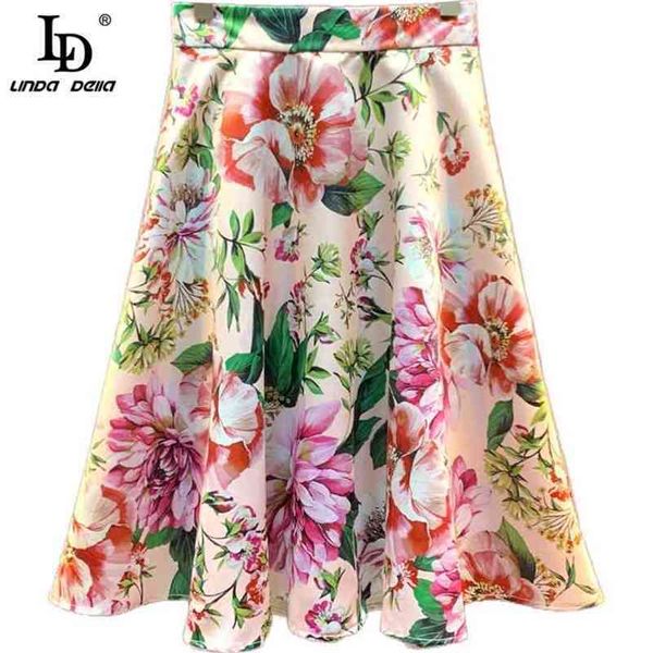 

fashion runway summer slim women skirt vintage rose flower print ruffles vacation casual female mini skirts 210522, Black