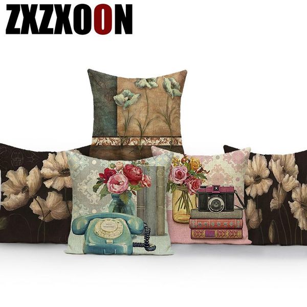 

cushion/decorative pillow vintage style camera gramophone phone sewing machine cover decorative cotton linen retro cushion for living room