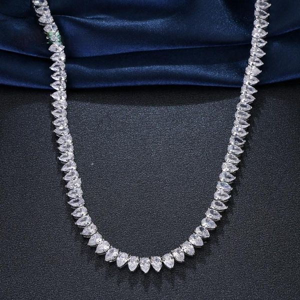 

inlay cubic zircon fashion charm geometric jewelry necklaces for woman luxury elegance wedding party gift chains, Silver