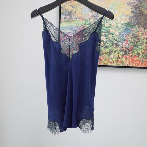 

women's tanks & camis women romantic lace stitching blue suspenders, White