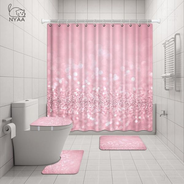 

gold shower curtain waterpfoof fabric shining star pink and white bathroom night sky cortinas de bano tela home art bath accessory set