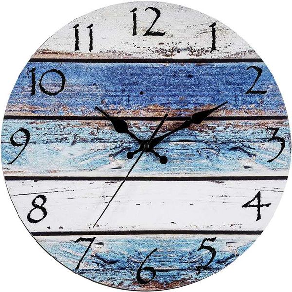 

wall clocks blue and white woodÂ -Â silentÂ clockÂ -Â 9.8"Â decorativeÂ framelessÂ clockÂ batteryÂ operatedÂ -Â contemporaryÂ creativeÂ clockÂ ro