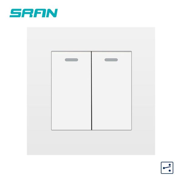

smart home control sran wall light switch 2gang 2way 16a 86mm*86mm white/black/gold/gray flame retardant pc panel with iron plate rocker