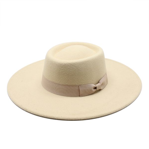 Große Krempe Fedora Hut Frauen Flache Top Hüte Frau große Kappe Mädchen Jazz Caps Damen Mode Trilby Chapeau Party Geburtstagsgeschenk 12 Farben 2022 Herbst Winter Großhandel