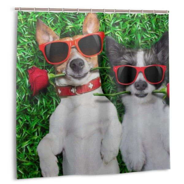 

shower curtain,couple dogs in love,custom design waterproof shower curtains bathroom decor include hooks, extra long