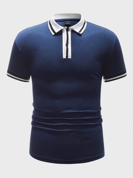 

men striped trim contrast collar polo shirt a7hv#, White;black