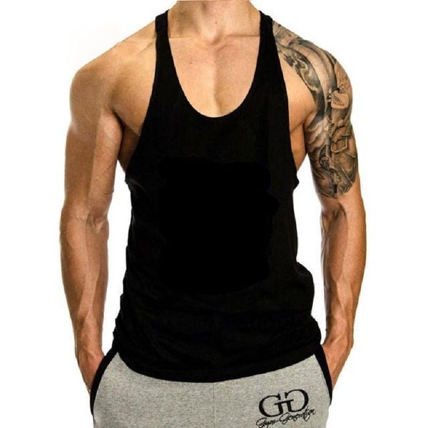 

men' tank sports fitness vest european and american fashion brand basketball running training solid color cotton sleeveless t-shirt, White;black