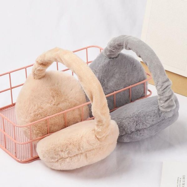

berets fashion autumn and winter warmer foldable solid color ear cover earflaps women earmuffs, Blue;gray