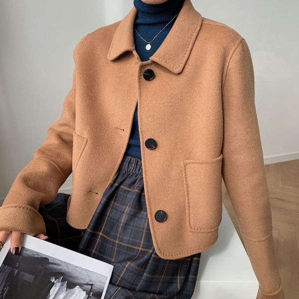 

women's wool & blends small incense at the autumn double-sided coat female 2021 han edition 1533 fur, Black