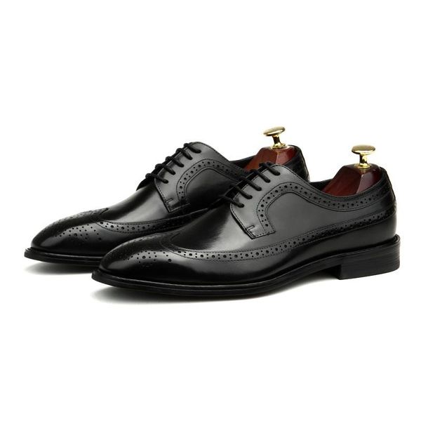 

dress shoes large size eur46 black / coffee mens genuine leather oxfords social